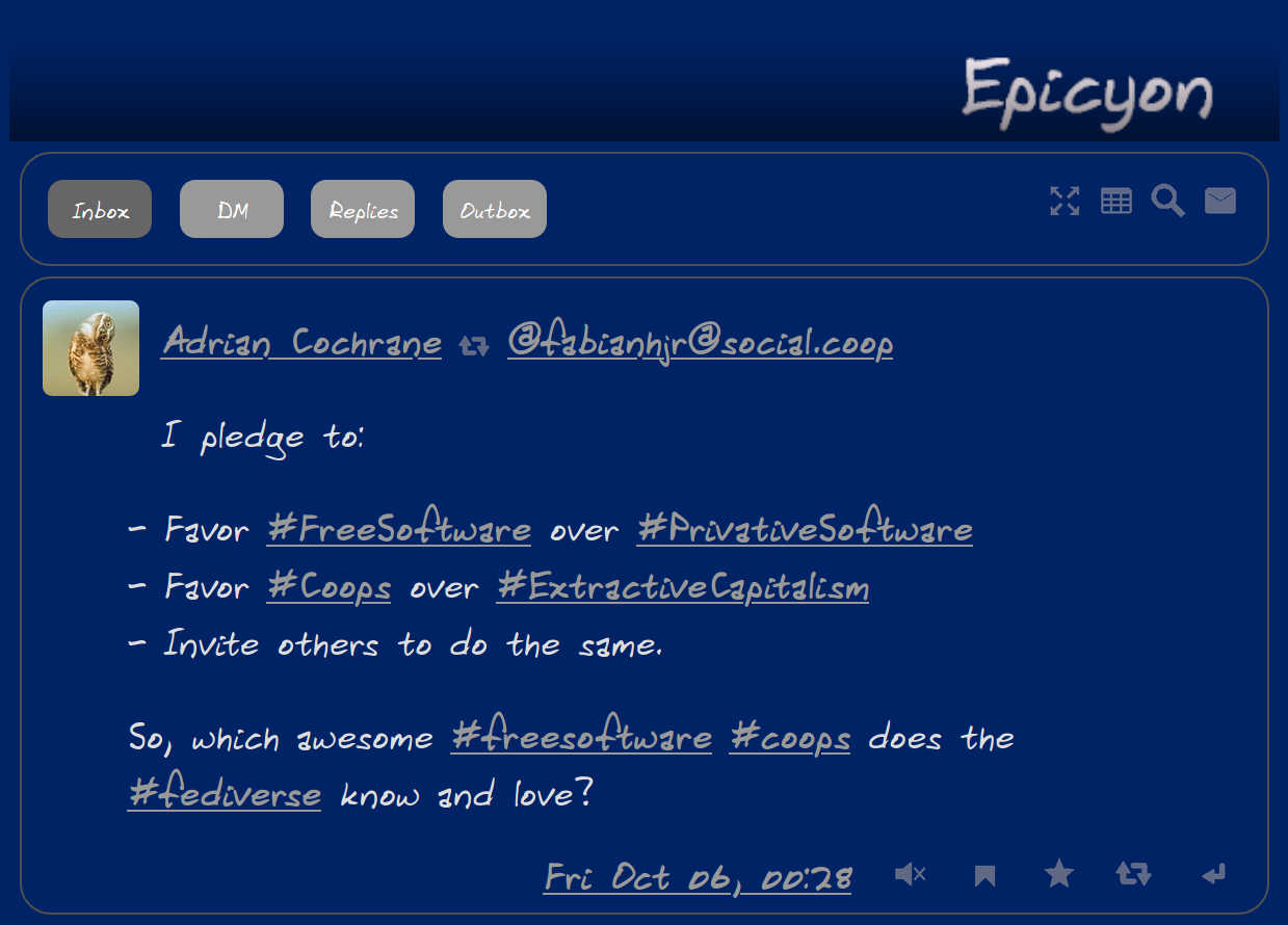 Epicyon blue theme